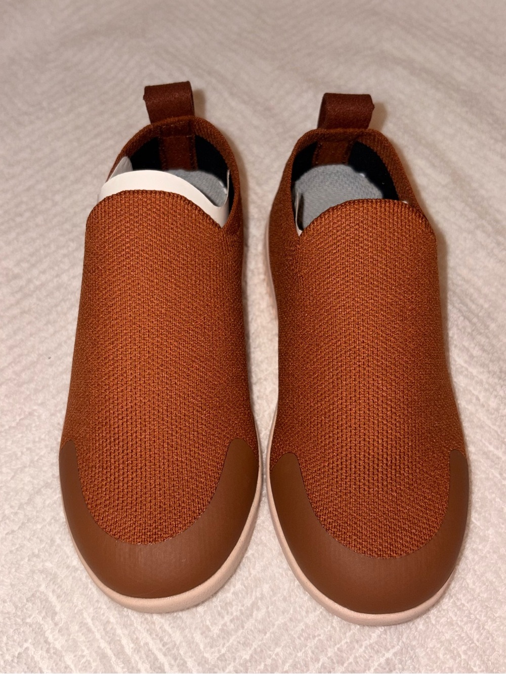 Heyfolks Kids Slip-On Knit Loafers in Rust Brown